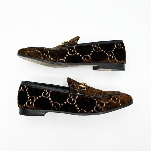 Gucci Loafers Horsebit Jordaan Velvet Flats GG Monogram Size 37.5, 7.5 - Picture 7 of 13